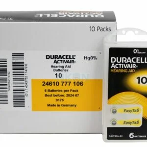 Duracell EasyTab/Activair Type 10 Hearing Aid Batteries Zinc Air Box of 10