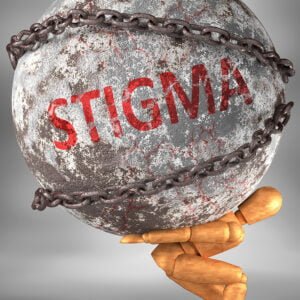 Stigma concept art illustrating stigma against deafness.