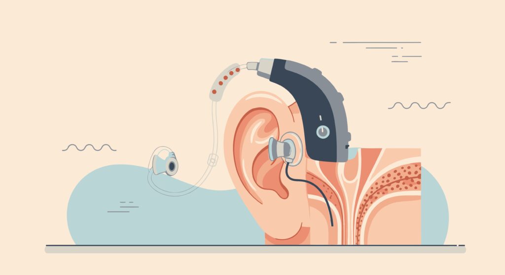 hearing aid and ear care illustrating self-care