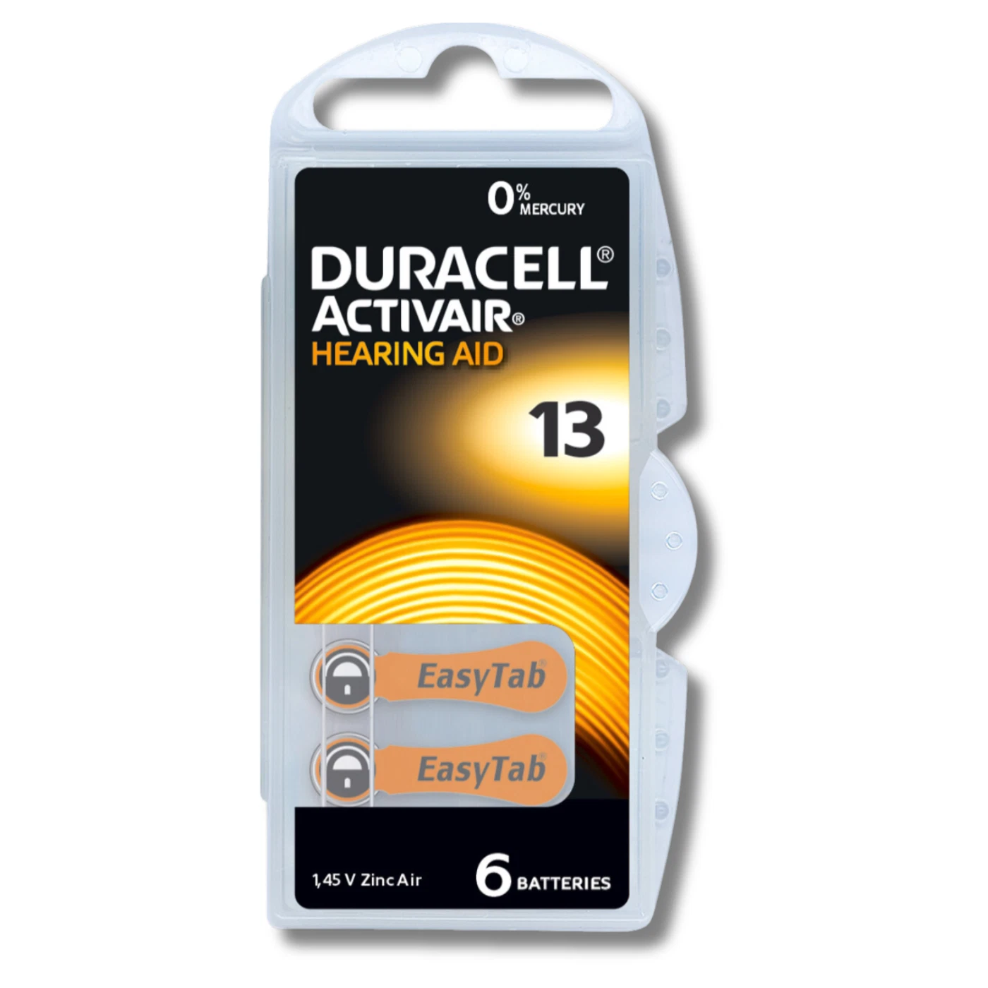 Duracell EasyTab/Activair Size 13 Hearing Aid Batteries Zinc Air – 60 Batteries