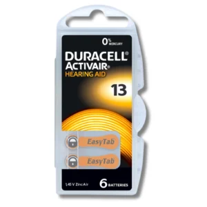 Duracell EasyTab/Activair Type 13 Hearing Aid Batteries Zinc Air (pack of 6)
